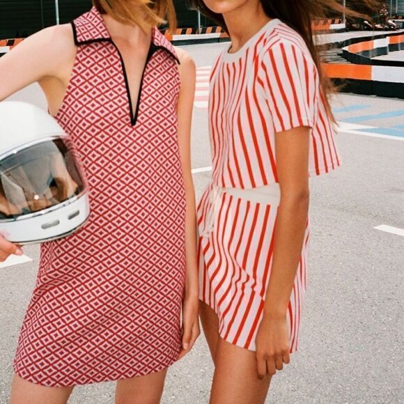 NWT Zara Red and White Striped Drawstring Skirt - Picture 1 of 4